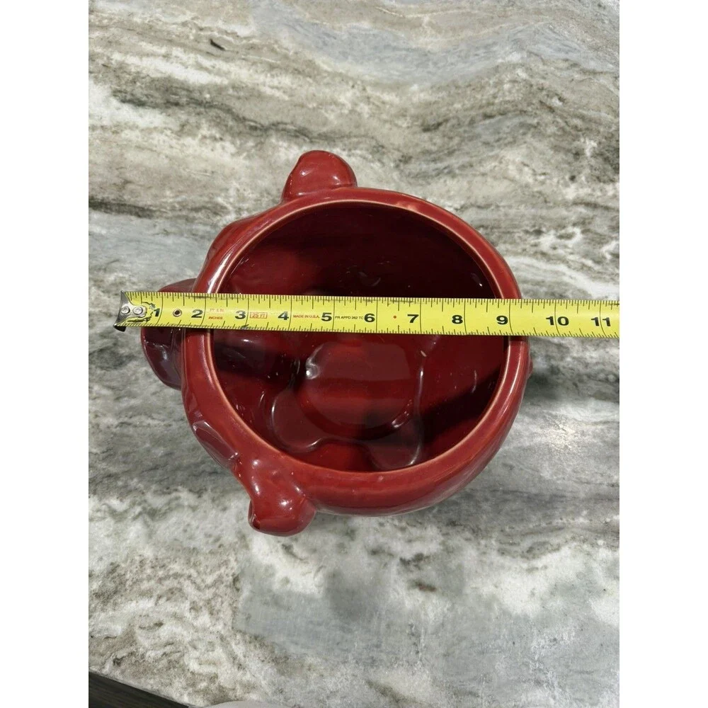 Vintage Red Pig Bowl Planter vase coin  trinket dish Art Pottery